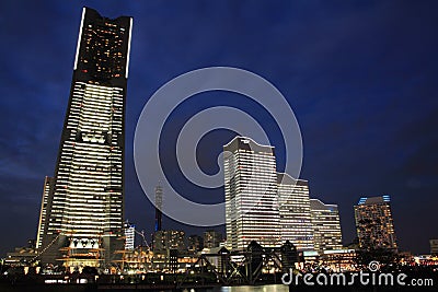 Yokohama Minatomirai 21 (night scene) Editorial Stock Photo