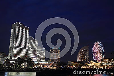 Yokohama Minatomirai 21 (night scene) Editorial Stock Photo