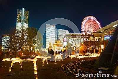 Yokohama night view and illuminations Stock Photo