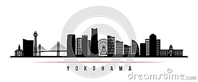 Yokohama skyline horizontal banner. Vector Illustration