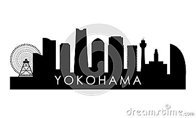 Yokohama skyline silhouette. Vector Illustration