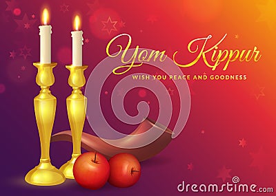 Yom Kippur greeting card. Vector Illustration