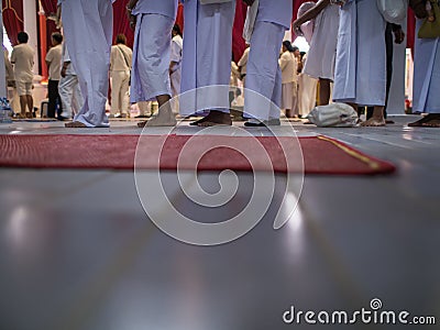 Yom Kippur Wearing White Marched Queue Stock Photo