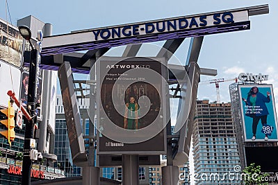 Yonge-Dundas Square Sign in Toronto Canada Editorial Stock Photo