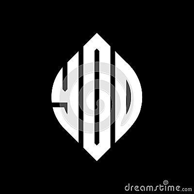 YOO circle letter logo design with circle and ellipse shape. YOO ellipse letters with typographic style. The three initials form a Vector Illustration