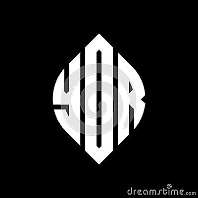 YOR circle letter logo design with circle and ellipse shape. YOR ellipse letters with typographic style. The three initials form a Vector Illustration
