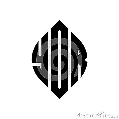 YOR circle letter logo design with circle and ellipse shape. YOR ellipse letters with typographic style. The three initials form a Vector Illustration