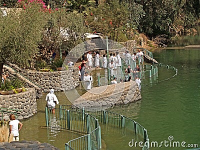 YORDANIT, ISRAEL. The place for ablution in holy waters of the Jordan River Editorial Stock Photo