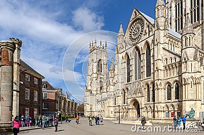York Minster, the historic cathedral built in gothic architectural style and landmark of the City of York in England, UK Editorial Stock Photo