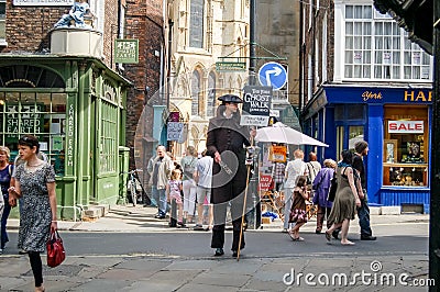 Man in Costume Advertising the York Ghost Walk. Editorial Stock Photo