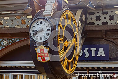 Interior view of the ancient clock in York train station Editorial Stock Photo