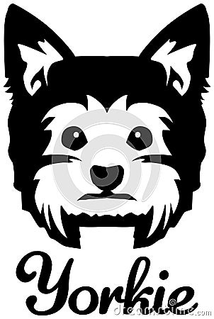 Yorkie head black and white Vector Illustration