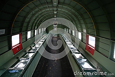 Yorkshire Air Museum, Elvington, York, UK, 21/10/2019. Inside a Douglas DC3 Dakota troop transport. Editorial Stock Photo