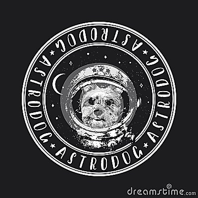 Yorkshire Terrier astrodog portrait. Cute space dog. Vector illustration Vector Illustration