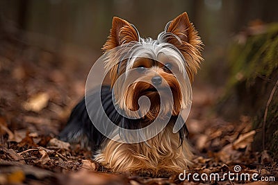 Yorkshire Terrier Portrait Outside, Generative AI Stock Photo