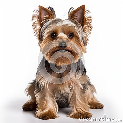 Cute Yorkshire Terrier On White Background Stock Photo