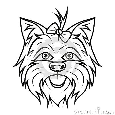 Yorkshire terrier. Vector illustration of a sketch cute puppy. Beautiful domestic dog Vector Illustration