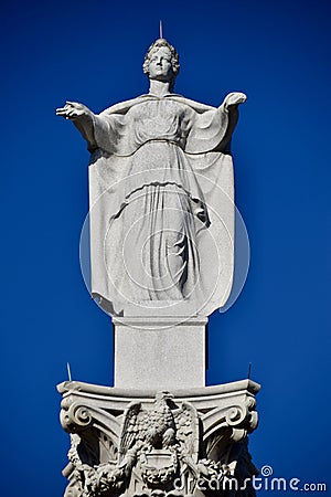 Top of Yorktown Victory Monument, built in 1884. Yorktown VA, USA. October 4, 2019. Editorial Stock Photo