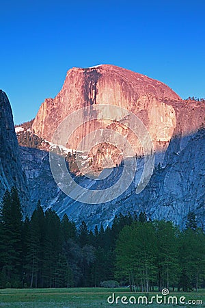 Yosemite Half Dome in Dusk Stock Photo