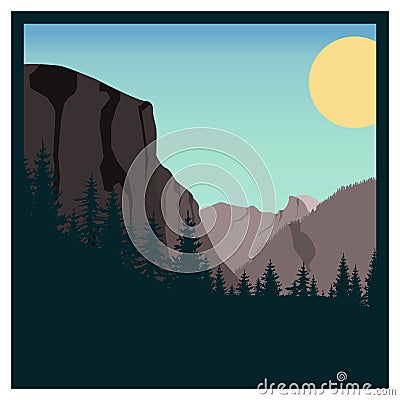 Yosemite National Park landscape Vector Illustration