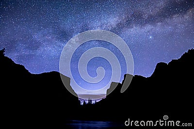 The Milky Way over Valley View Stock Photo