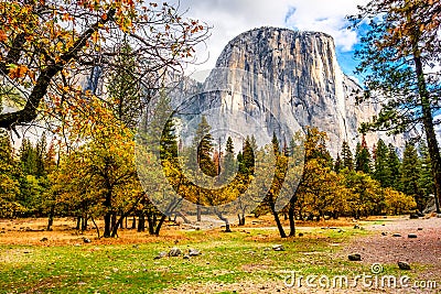 Yosemite Valley at cloudy autumn morning Stock Photo