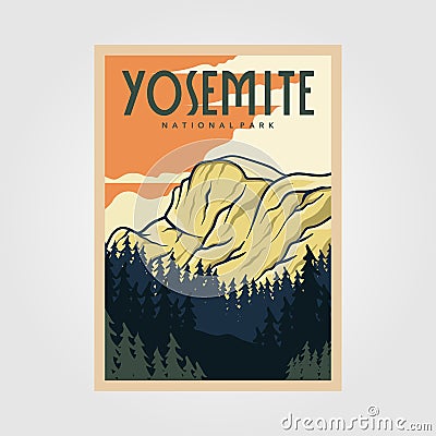 Yosemite national park vintage poster outdoor vector illustration design Vector Illustration