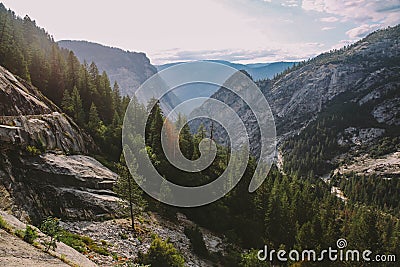 Yosemite Nevada Falls Trail View Stock Photo