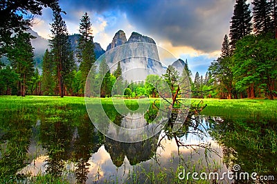 Yosemite Rocks Sunset Stock Photo