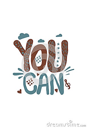 You can doodle retro vintage motivation text lettering Vector Illustration