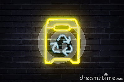Neon Recycle icon neon sign, glowing logo, glow icon Stock Photo