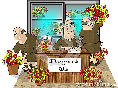 Only you can prevent florist friars Cartoon Illustration