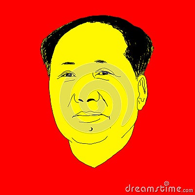 Realistic illustration of Chinese communist leader Mao Zedong Cartoon Illustration