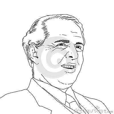 Realistic illustration of the Albanian communist leader Enver Hoxha Cartoon Illustration