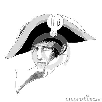 Realistic illustration of French Emperor Napoleon Bonaparte Cartoon Illustration