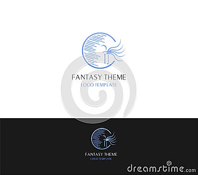 Winged man-fantasy theme-real estate-logo template Cartoon Illustration