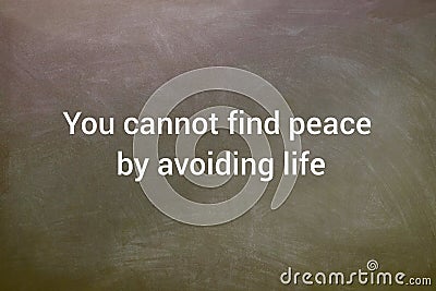 You cannot find peace by avoiding life Stock Photo