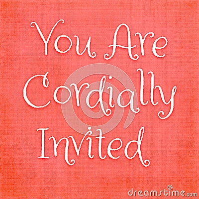 You Are Cordially Invited Text On Red Background Stock Photo