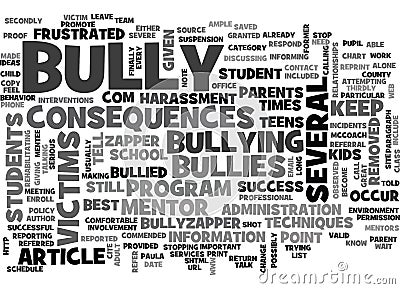 Are You Frustrated You Have Not Been Able To Stop The Bullies Word Cloud Stock Photo