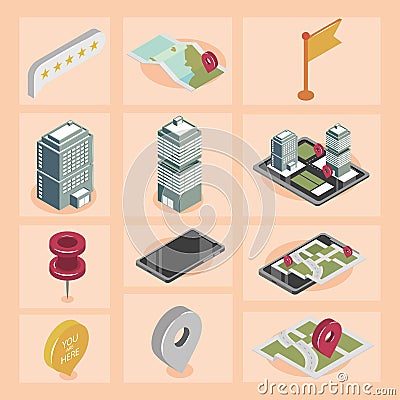 you are here, icons Vector Illustration