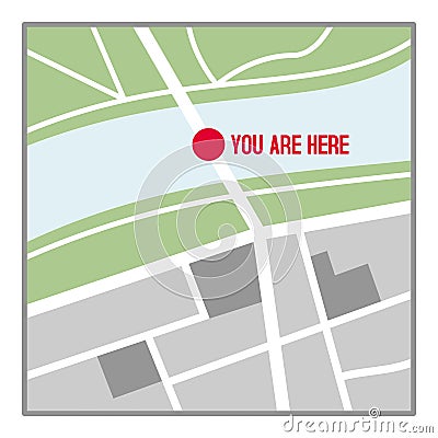 You are Here Map Flat Icon Isolated on White Vector Illustration