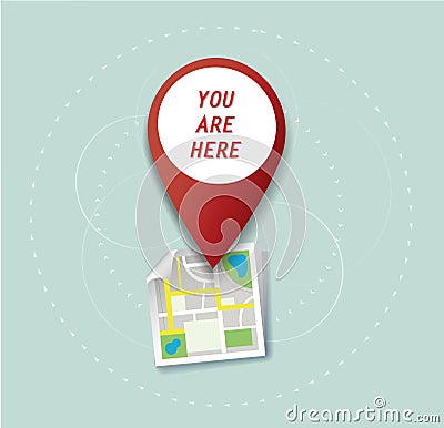 You are here, pin location icon and map vector, the concept of travel Vector Illustration