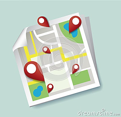 You are here, pin location icon and map vector, the concept of travel Vector Illustration