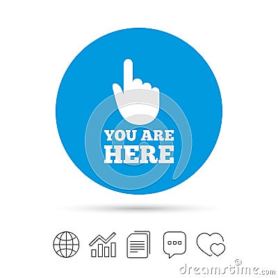 You are here sign icon. Info speech bubble. Vector Illustration