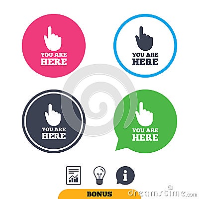You are here sign icon. Info speech bubble. Vector Illustration