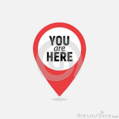 You are here sign icon mark. Destination or location point concept. Pin position marker design Vector Illustration