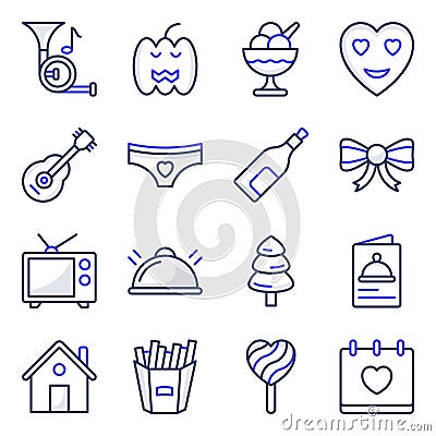 Pack of Party and Event Flat Icons Vector Illustration