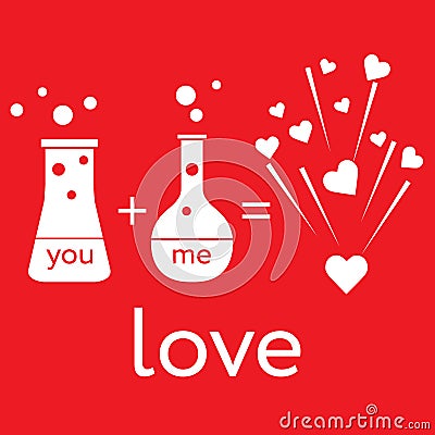 You and me and our chemistry of love. Vector Illustration