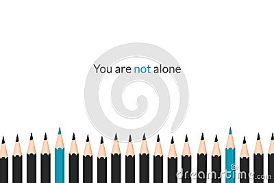 You are not alone supportive text Vector Illustration