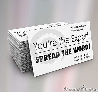 You're the Expert Spread Word Business Cards Stock Photo